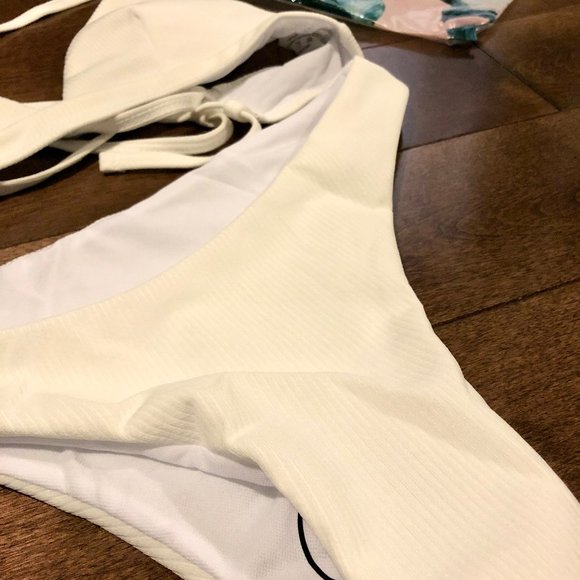 Brand New Shein White Ribbed Bikini - Picture 4 of 6